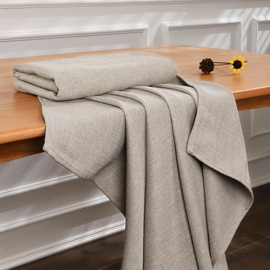 Rectangular Waterproof Tablecloth 57x118, Linen Texture, Spill-Proof, Beige