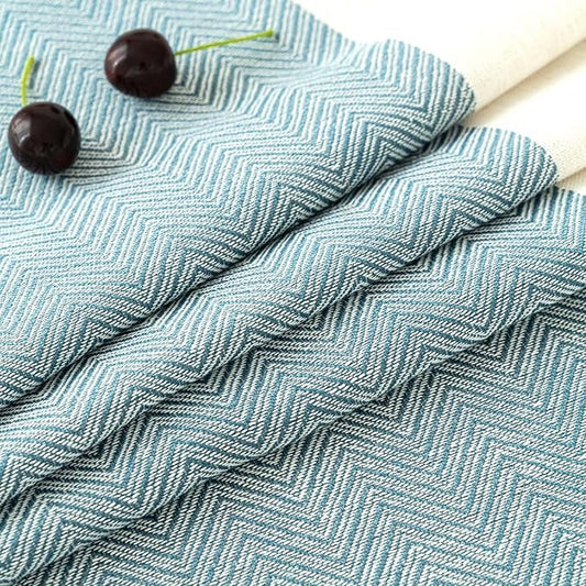 Cotton Linen Tablecloth 54x70, Waterproof, Beige & Blue