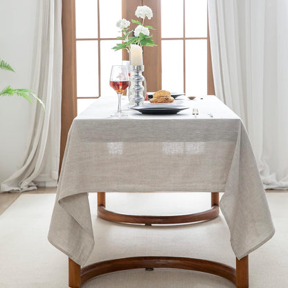 Linen Tablecloth 84x60, Rectangular, Machine Washable, Natural Linen