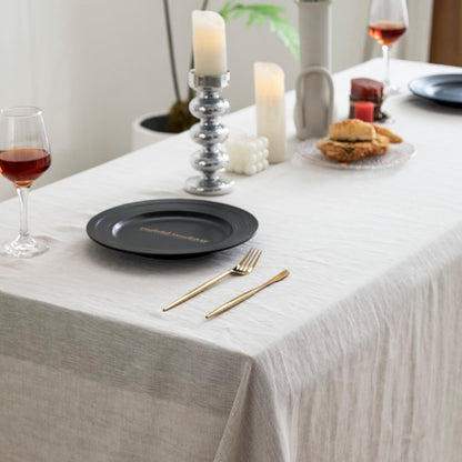 Linen Tablecloth 84x60, Rectangular, Machine Washable, Natural Linen