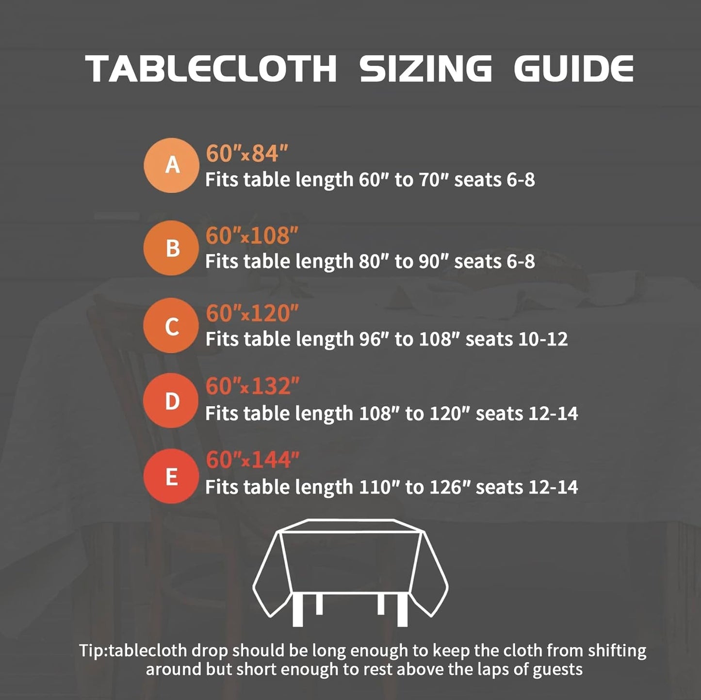 Linen Tablecloth 84x60, Rectangular, Machine Washable, Natural Linen