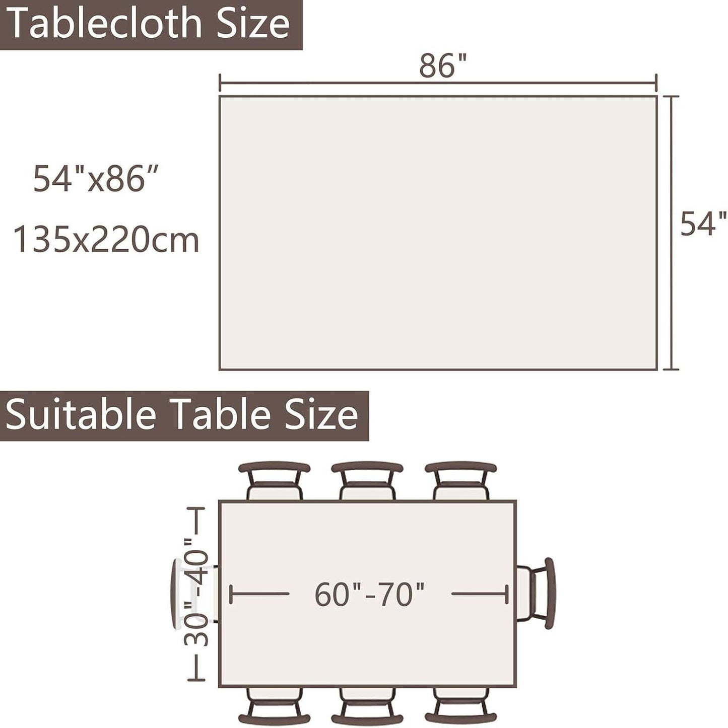 Cotton Linen Tablecloth 54x86, Waterproof Embroidery, Striped Grey Farmhouse Style