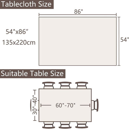 Cotton Linen Tablecloth 54x86, Waterproof Embroidery, Striped Grey Farmhouse Style