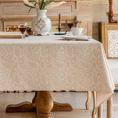Jacquard Tablecloth 55x70, Embossed Floral, Non-Slip, Beige (Gesang)