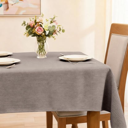 Rectangular Waterproof Tablecloth 57x118, Linen Texture, Spill-Proof, Beige
