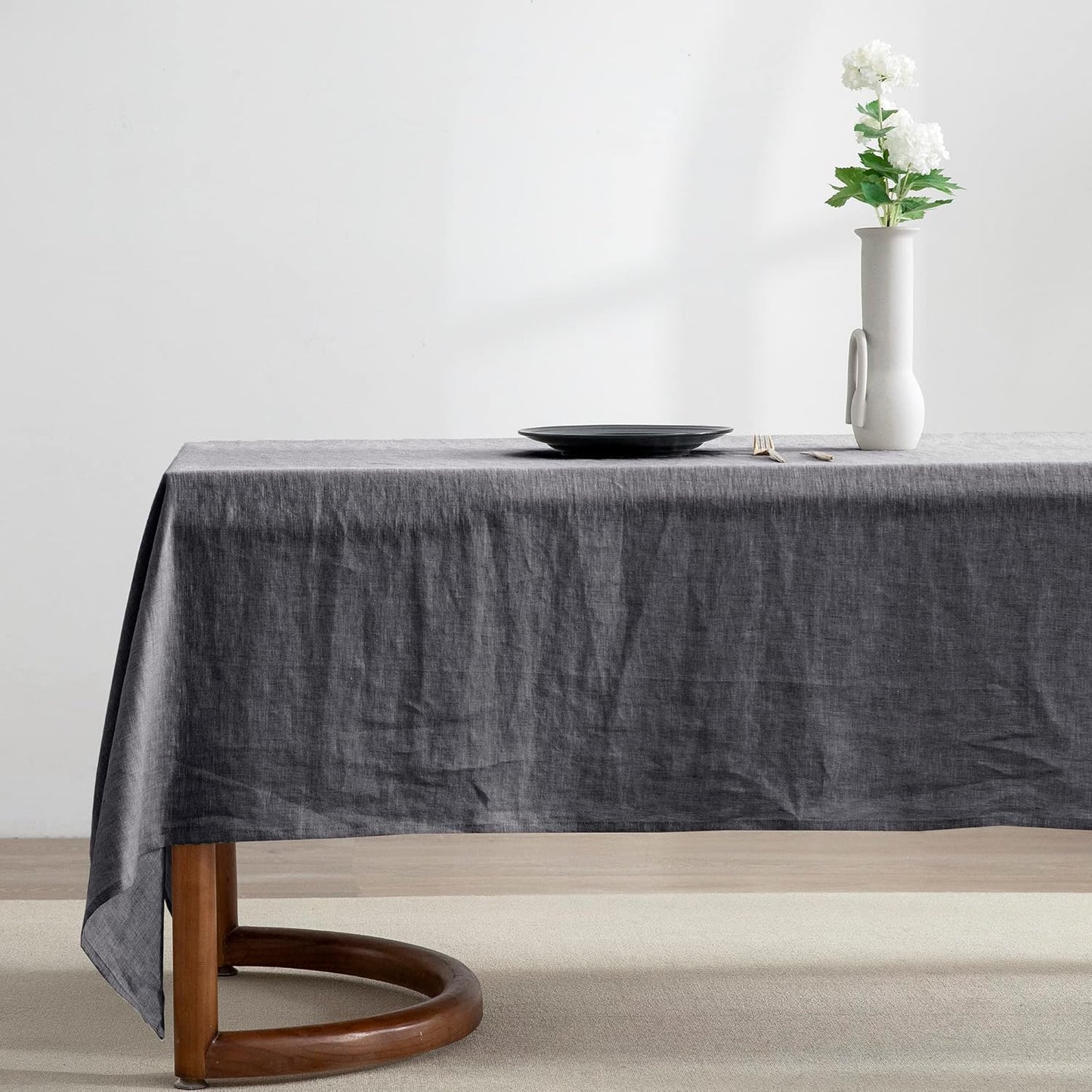 Linen Tablecloth 84x60, Rectangular, Machine Washable, Natural Linen