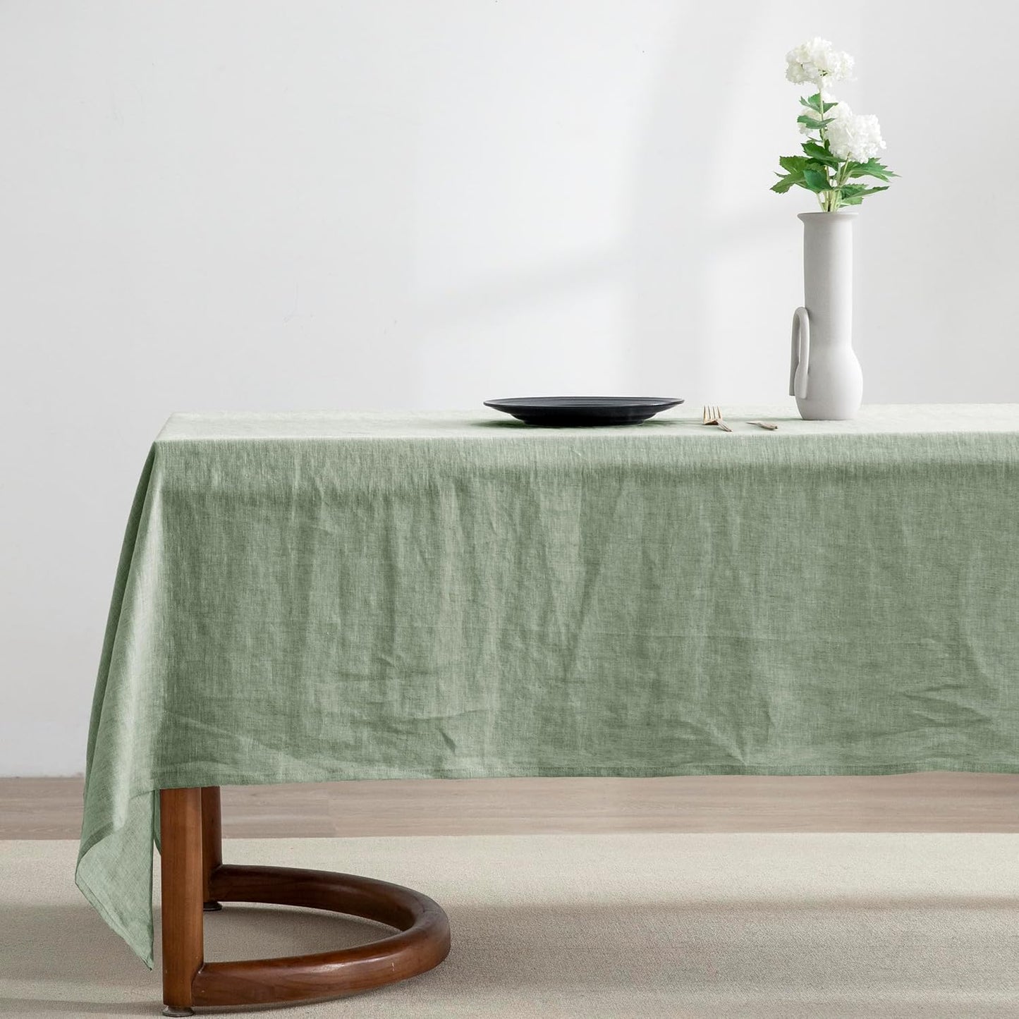 Linen Tablecloth 84x60, Rectangular, Machine Washable, Natural Linen