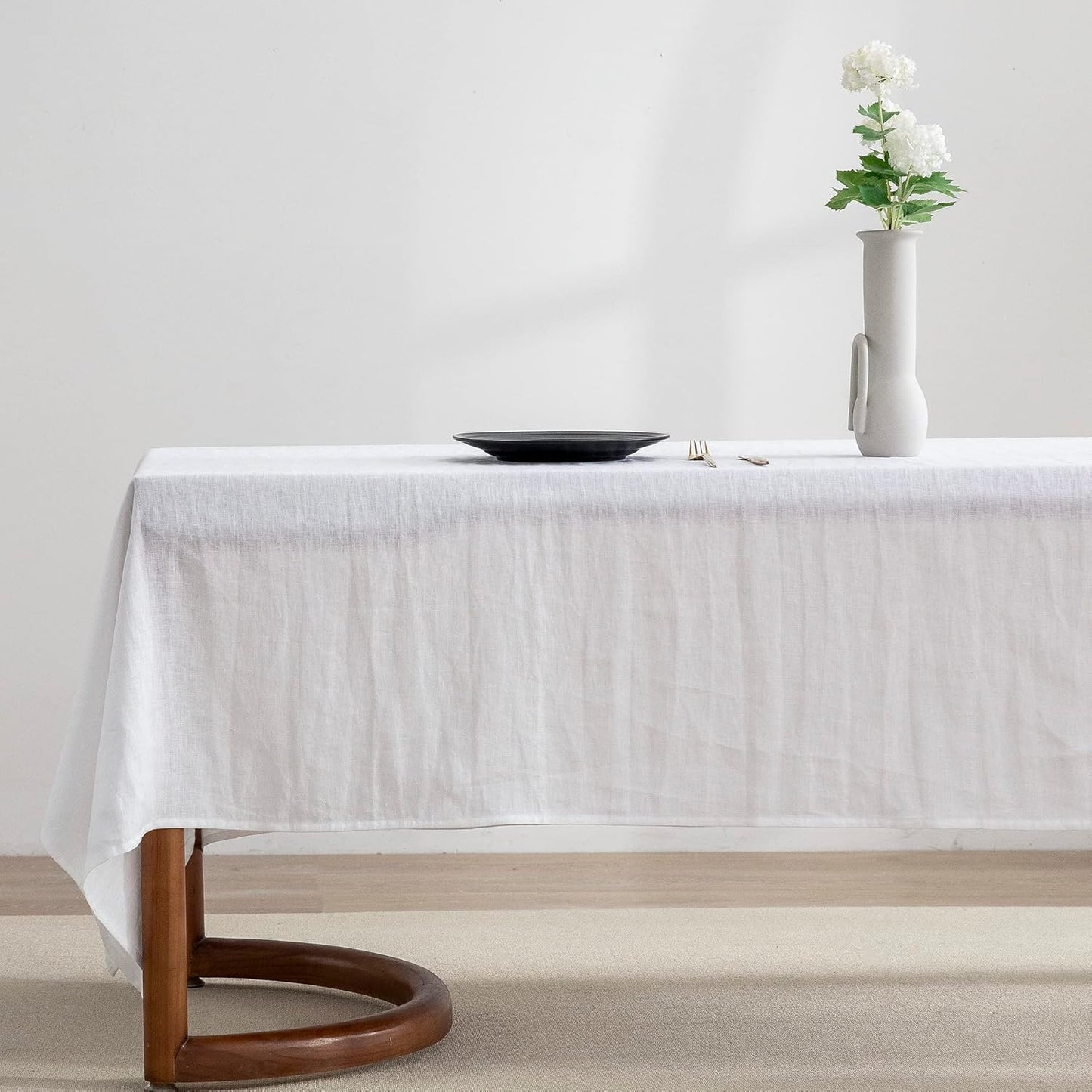 Linen Tablecloth 84x60, Rectangular, Machine Washable, Natural Linen