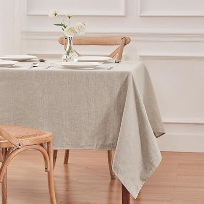 Linen Tablecloth 84x60, Rectangular, Machine Washable, Natural Linen