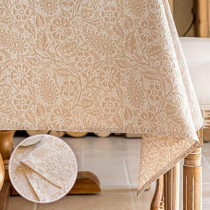 Jacquard Tablecloth 55x70, Embossed Floral, Non-Slip, Beige (Gesang)