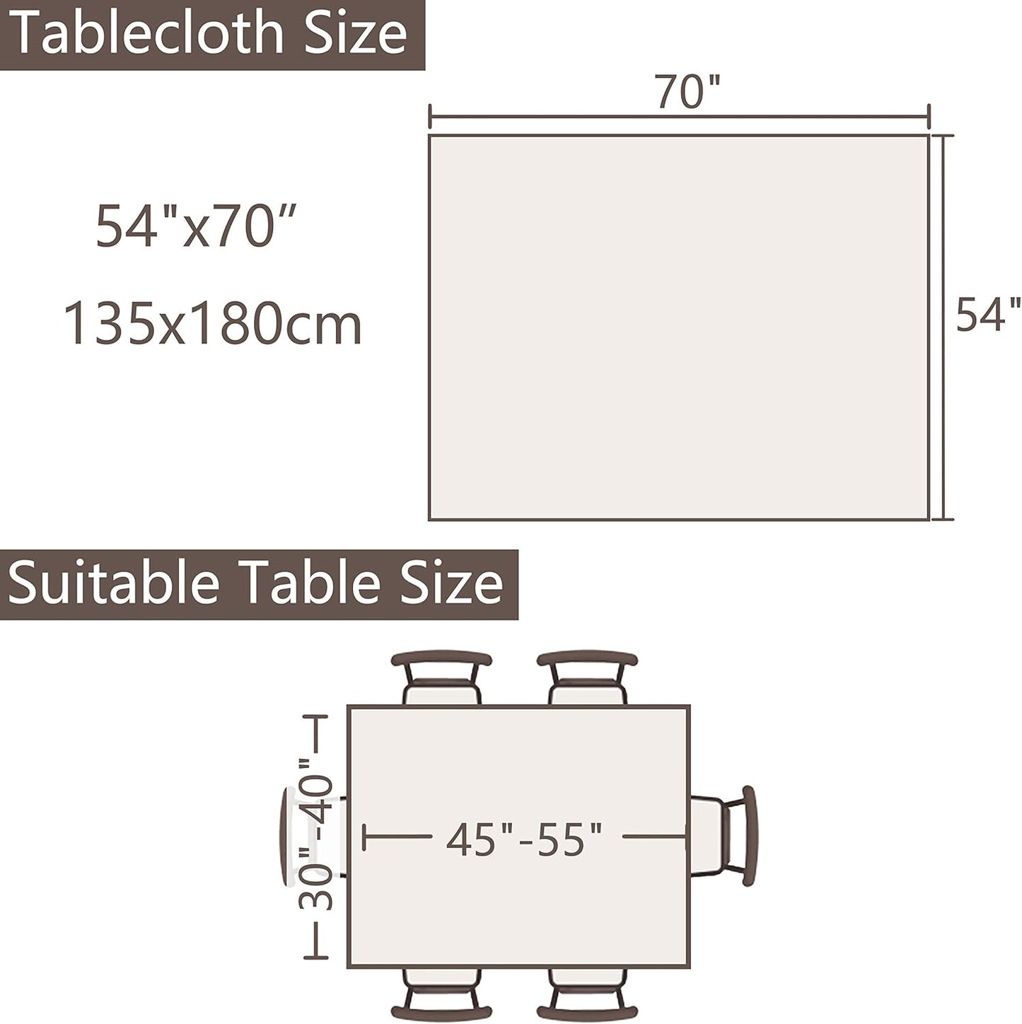 Cotton Linen Tablecloth 54x70, Waterproof, Beige & Blue