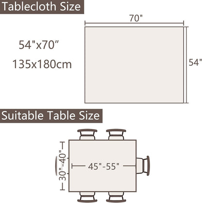 Cotton Linen Tablecloth 54x70, Waterproof, Beige & Blue